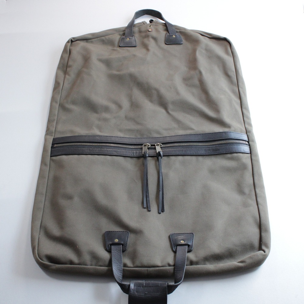 Filson Garment Bag Root Brown Cotton Twill Bridle Leather Trim Made in USA 38x24